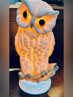 Porcelain Owl Night Light Vintage Knobler Japan